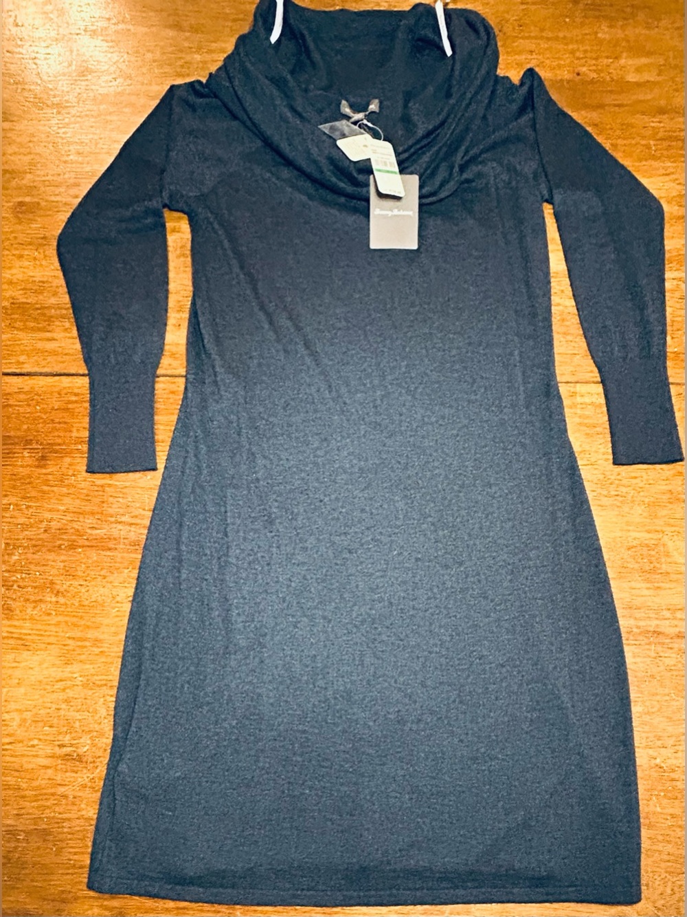 Tommy Bahama Black Long Sleeve Cowl Neck Dress
